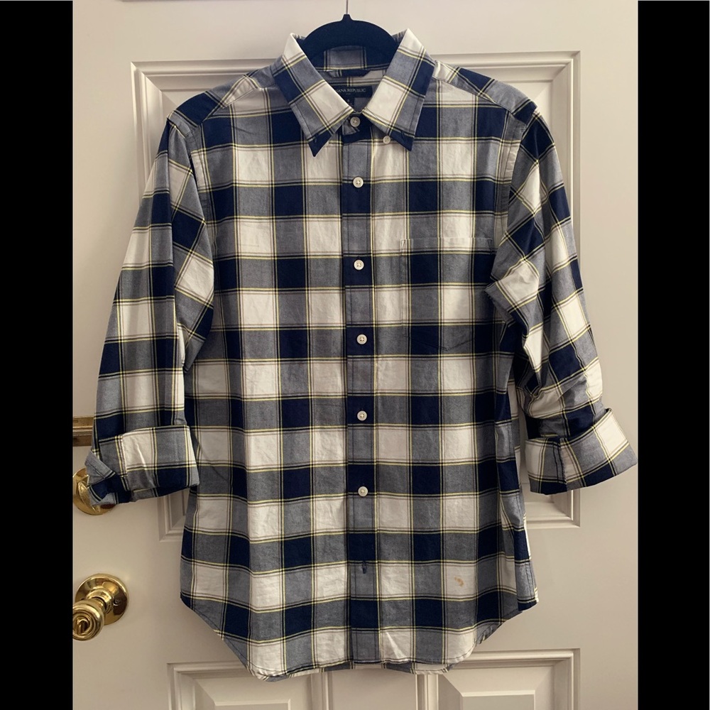 Banana Republic Unisex Plaid Shirt Long Sleeve size Small